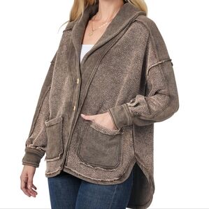 Vintage Wash French Terry Hi-Lo Jacket XL NWOT Zenana